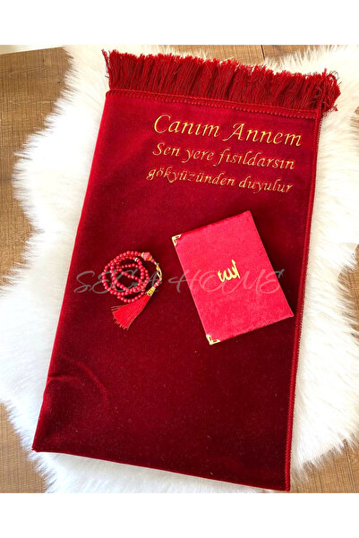 SECA HOME Anneler Gününe Özel İsimli  Kadife Seccade, Kişiye Özel Seccade, Ya...