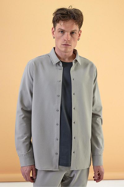 VENA Ανδρικό πουκάμισο Nicolas Grey Regular Fit