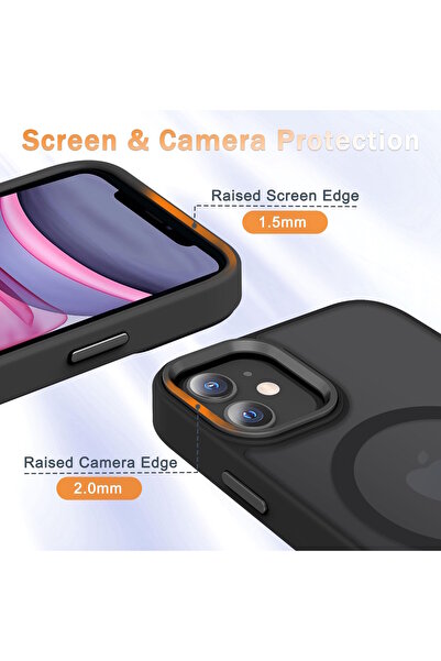 m.tk moveteck İphone 11 Kılıf Mat Magsafe Şarj Özellikli Renkli Yumuşak Kenarlı Kapak + Ekran Koruyucu Cam Set