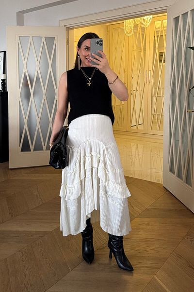 Tuba Butik Ruffled Asymmetrical Midi Skirt
