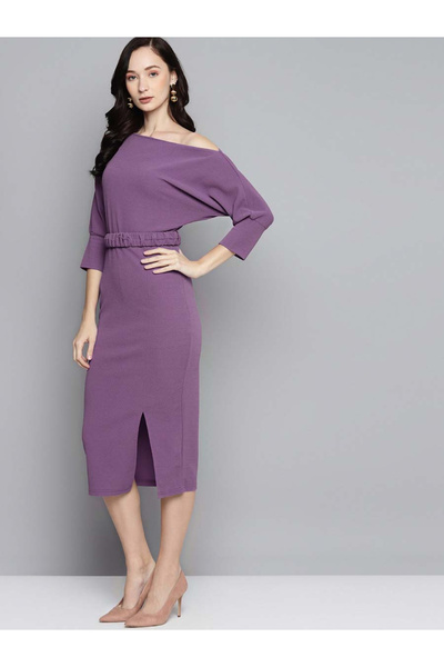 Sassafras By Styli Drop Shoulder Self Belted Midi Dress