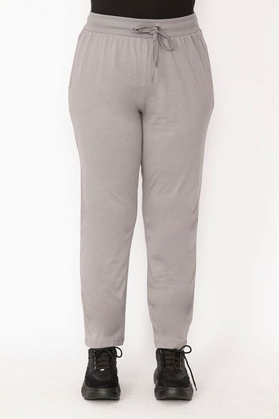 Şans Pantaloni de sport cu buzunar cu alunecare, gri, cu talie elastică și cu ochi, de mărime mare 65n29152