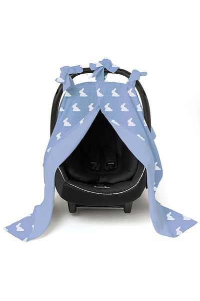 DEUX LAPINS 100% Cotton Muslin Stroller Cover - Mono Lapin Royal Blue