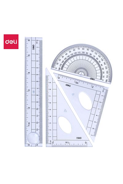 Deli Ruler Set TRANSPARENT E9597