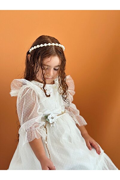 Cherrys Bebek Βραδινό φόρεμα για κορίτσια με πέρλες και δαντέλα