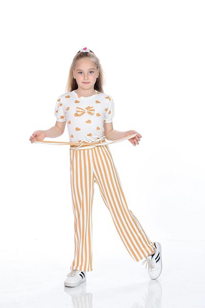 Kamex Heart and Line Fabric Girl's Suit Orange
