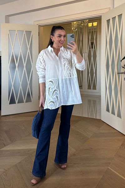 Tuba Butik Crochet Embroidered Women's Shirt