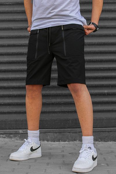 Madmext Černé pánské kraťasy Capri Basic s kapsami