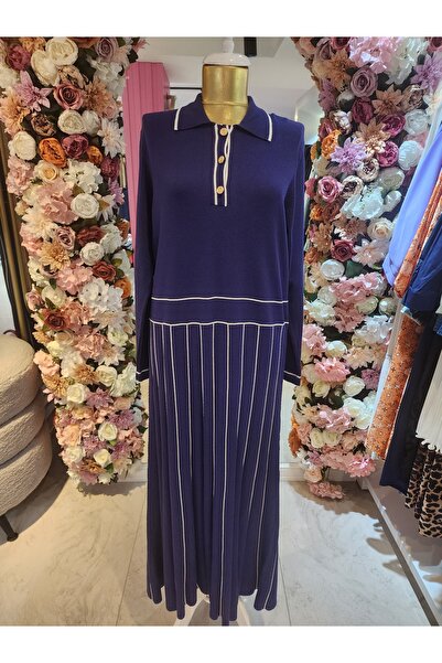 Missemramiss Missemramıss Kadın Lacivert Elegante Triko Elbise