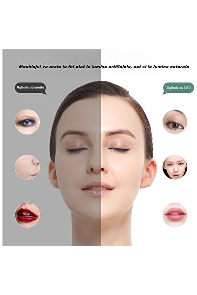 Flippy Cosmetic Bag with LED Mirror, 3 Light Modes, USB Charging, 1200mAh, White, 16.5x11.5x6 cm