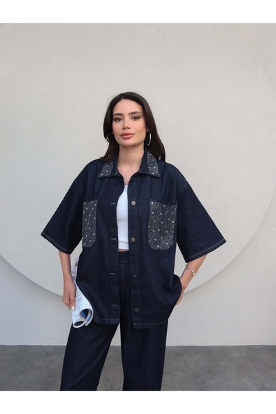 ESRAHELVACI Denim Set with Stone Pocket Detail