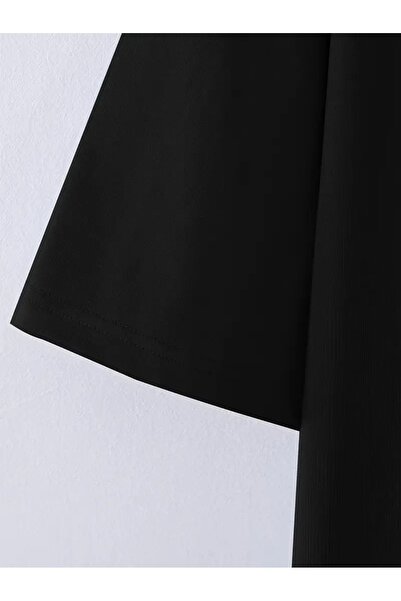 LOTS MODA Erkekler için Los Angeles 78 Grafikli Tişört - Rahat Bol Kesim, Siyah Polyester Kısa Kollu Tişört,