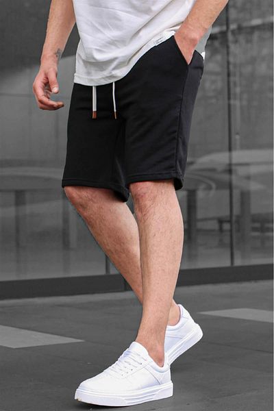 Madmext Pánské černé kraťasy Basic 6505