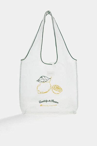 Pull & Bear Transparent lemon tote bag