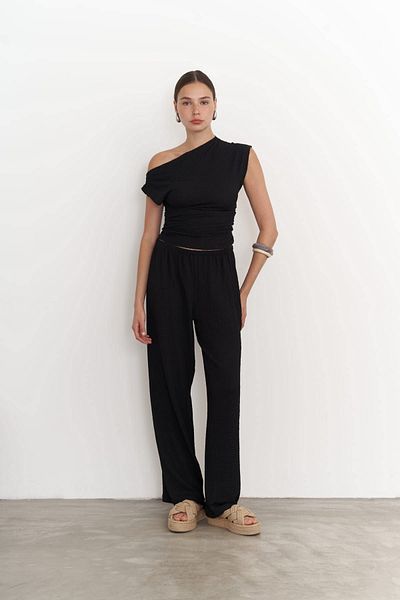 MAİ COLLECTİON Sona Černá Asymetrická halenka Kalhoty