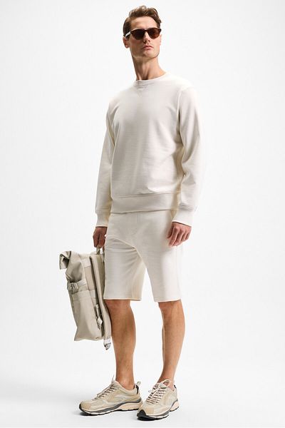 GRIMELANGE Bonell Men's 100% Cotton Relaxed Crew Neck Long Sleeve Ecru Sweatshirt