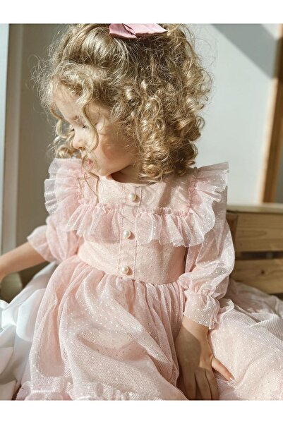 Cherrys Bebek İncili,dantelli,kız Çocuk Abiye Elbise