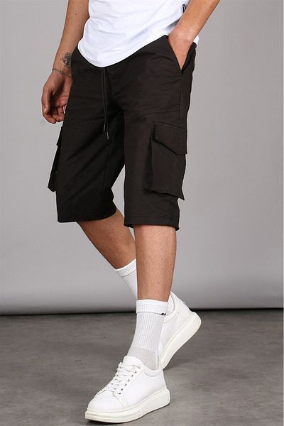 Madmext Μαύρο ανδρικό σορτς Capri Pocket Basic Cargo 5473