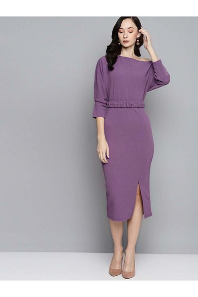 Sassafras By Styli Drop Shoulder Self Belted Midi Dress