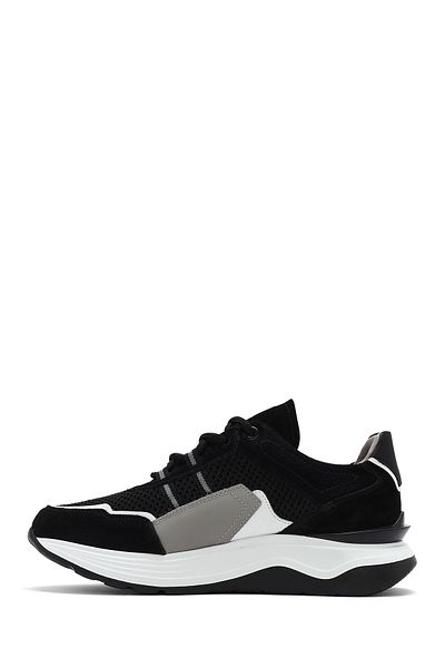 Derimod Men's Black Lace-Up Thick Soled Leather Sneaker 25Sfd 795014