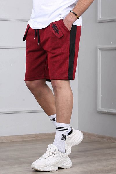 Madmext Σορτς Claret Red Capri με ρίγες στο πλάι 2919