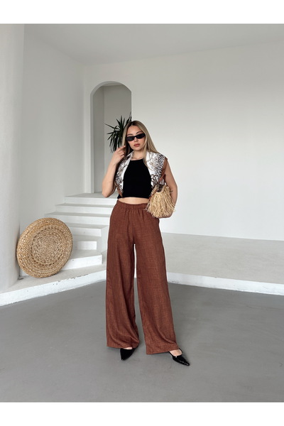 AFROGİYİM Women's Relaxed Fit Linen Pants