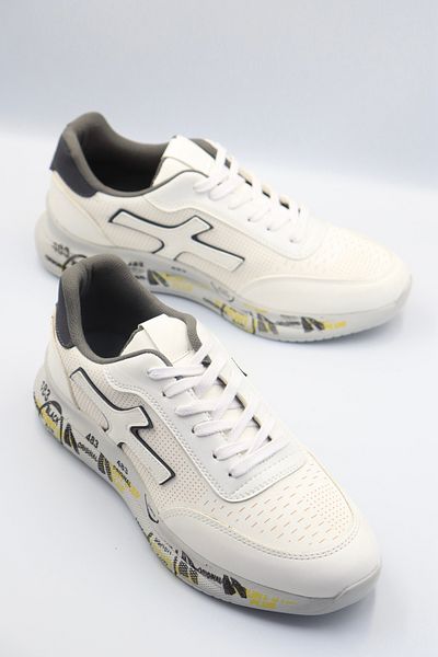 RODEO Men's White Daily Comfortable Flexible Orthopedic Guaranteed Sneaker Shoes