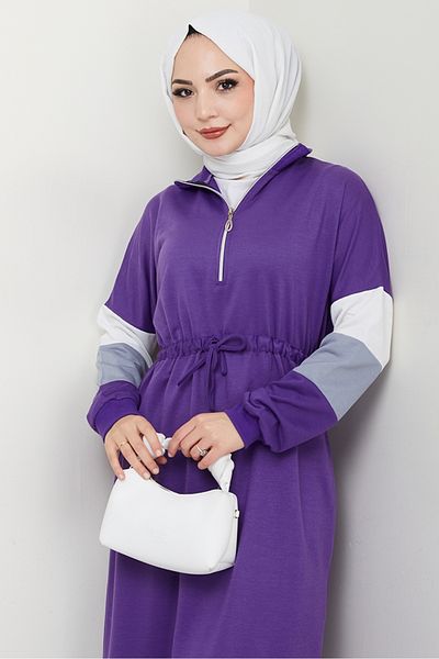 Bestenur Φόρεμα Zalin Stripe Detailed 1420 - Μωβ