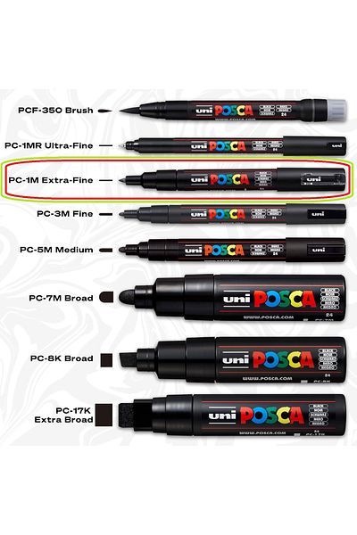 Uni Posca 8'Li Soft Color Set 0.7 Nib (8 Soft Colors Most Prefered) Pc-1M (0.7mm) Poska Pc1M Pc - 1m