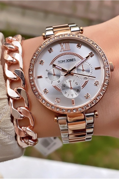 Tom Jones Rose Gold Renk Su Geçirmez 2 Yıl Garantili Kadın Kol Saati - Bilekl...