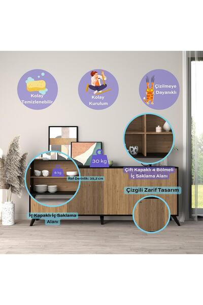 Bimossa H1030 Lisa Konsol Siyah-sepet 180cm