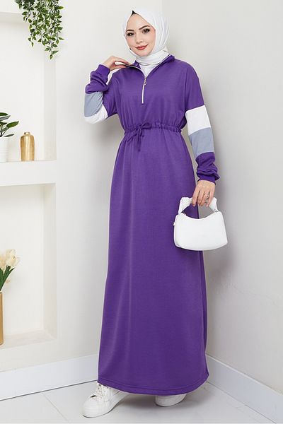 Bestenur Φόρεμα Zalin Stripe Detailed 1420 - Μωβ