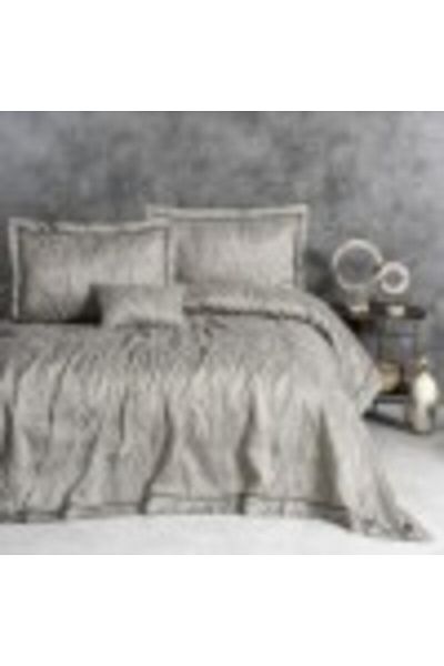 Cotton Box Set lux cuvertura jacquard 250x260cm+2 fete perna, Kaylan Bej