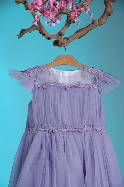 Pina Kids Girl's Evening Dress with Waist and Shoulder Embroidery Detail Aby.2287