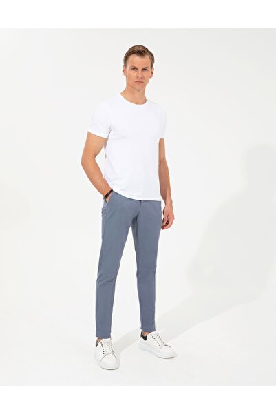 Pierre Cardin Koyu Mavi Slim Fit Kanvas Pantolon