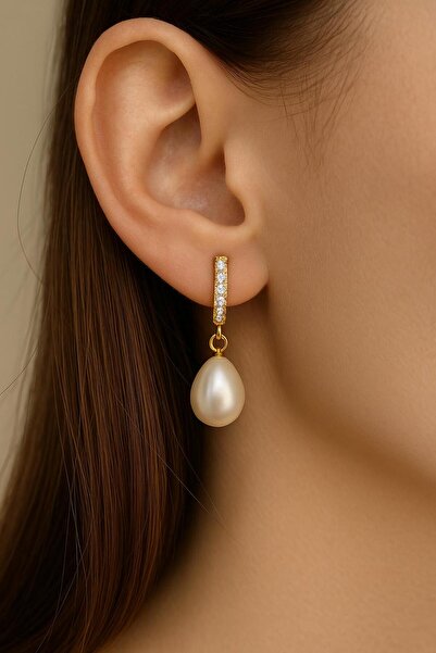 DURAN TAKI TASARIM Inci Altın Kaplama Gümüş Küpe