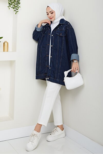 Bestenur Elyez Stone Denim Jacket 1456 - Σκούρο Μπλε