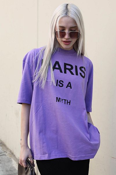 Madmext Lilac Paris bedrucktes Damen-T-Shirt Mg1654