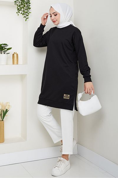 Bestenur Arma Detailed Hijab Tunic 1427 - Black