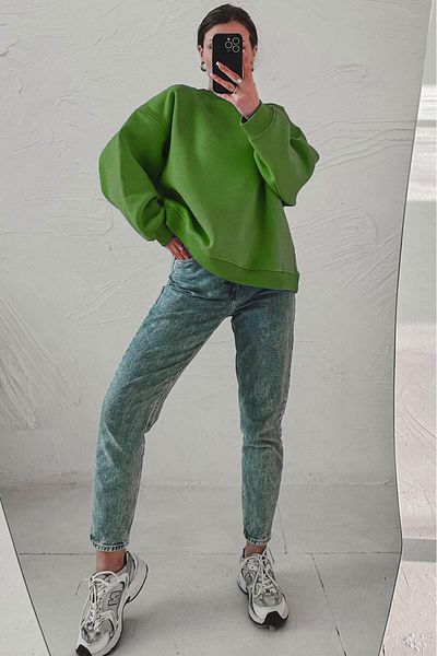 Madmext Φούτερ Green Crew Neck Basic Mg1559