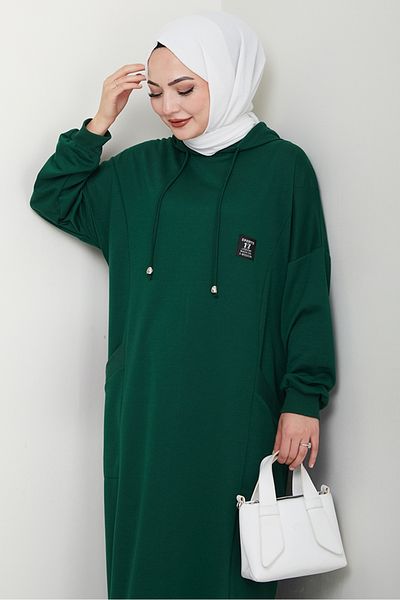 Bestenur Φόρεμα Anger Hooded 1421 - Emerald Green
