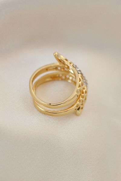 BESKAR Adjustable Gold Color Metal Zircon Stone Ring