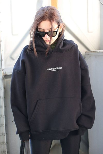 Madmext Černá oversize mikina Mad Girls s potiskem Mg1287