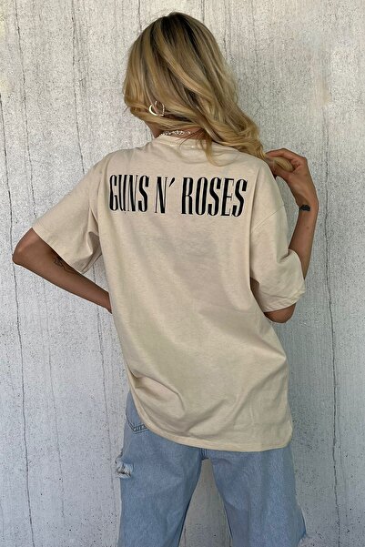 Madmext Béžové dámské tričko s potiskem na zádech Mg1506