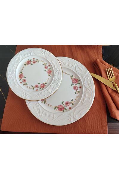 EBRULİEMAYE Pearl Stoneware Cake Set 12 Pieces Serving and Cake Plates for 6 People