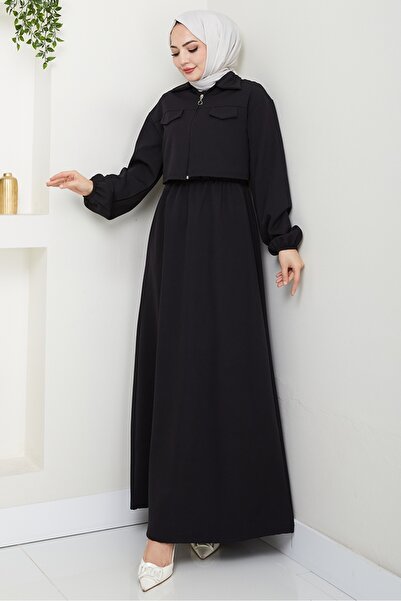 Bestenur Jacket Dress Double Suit 1433 - Black