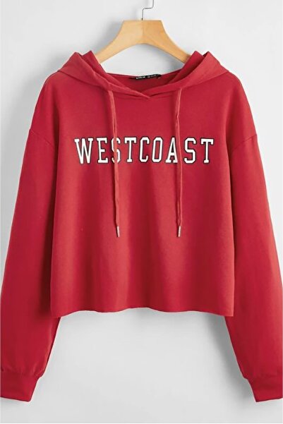 Madmext Mad Girls Hooded Red Sweatshirt Mg809