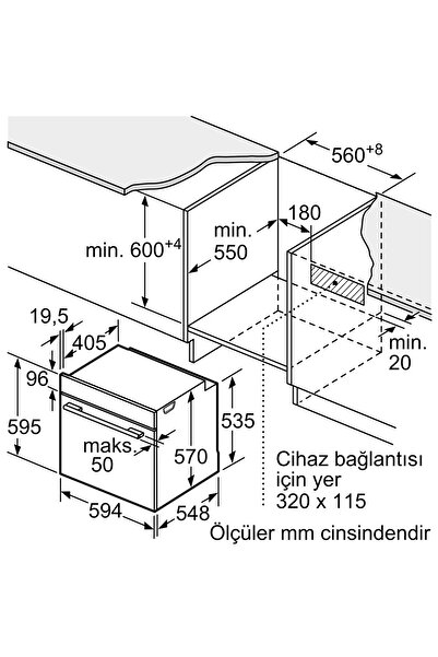 Bosch HJG852YN0T 76 Lt Antrasit Gri Ankastre Fırın