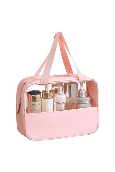 Optim Solution geantă cosmetică, pentru călătorii sau organizare, material PVC/textil, impermeabilă, portabilă, 30 x 21