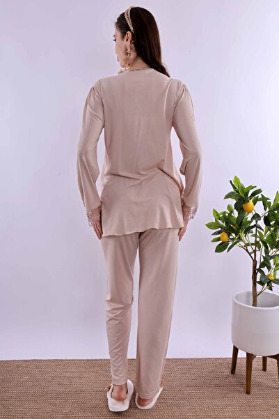 ByLohusa Σετ πιτζάμες εγκυμοσύνης Effortt Milky Brown